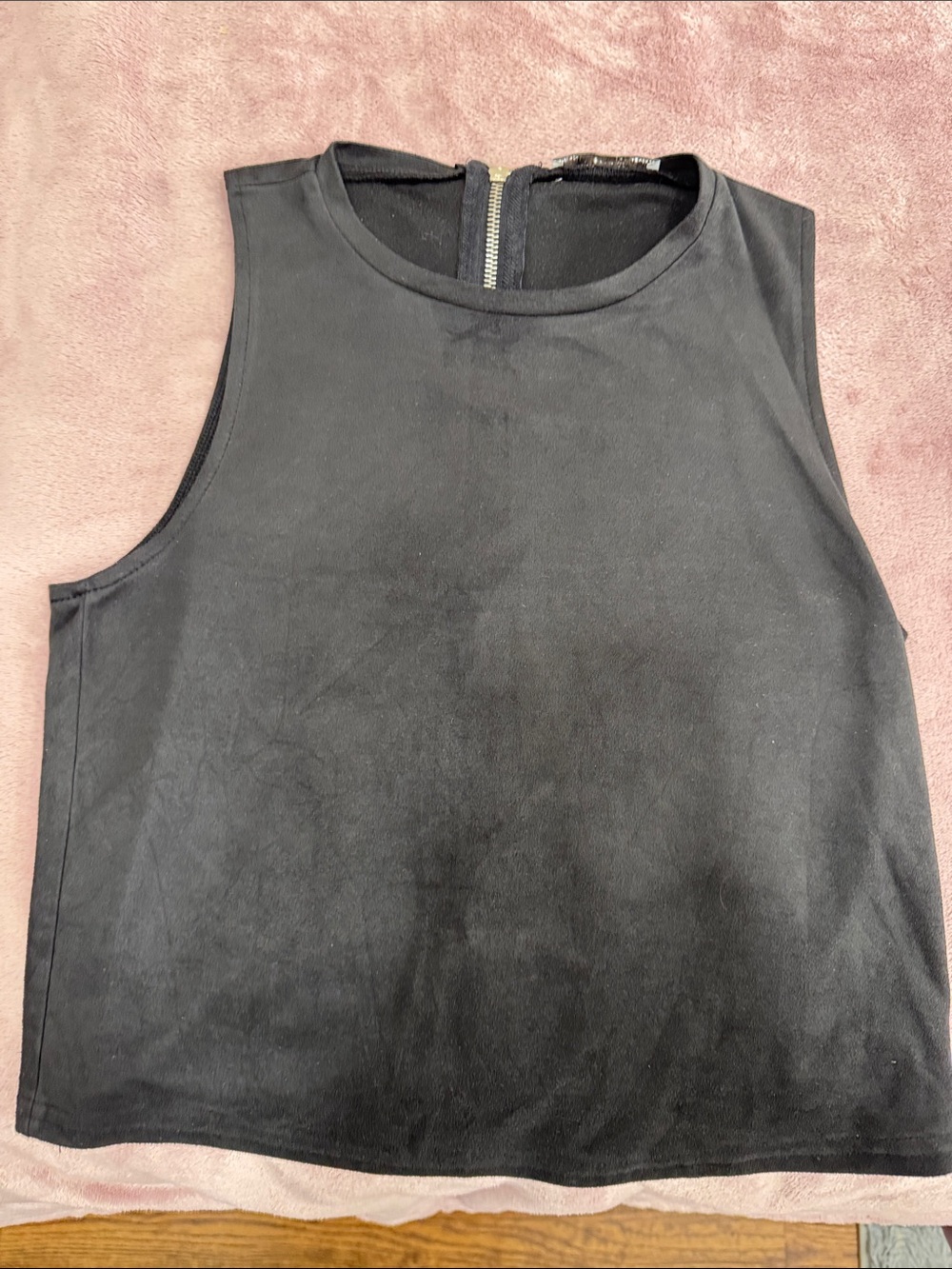 Zara Black Sleeveless Tank Top with Back Zip
